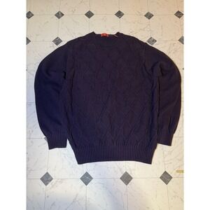 IZOD Diamond Knit Sweater Men's L Purple Crewneck Cotton Blend